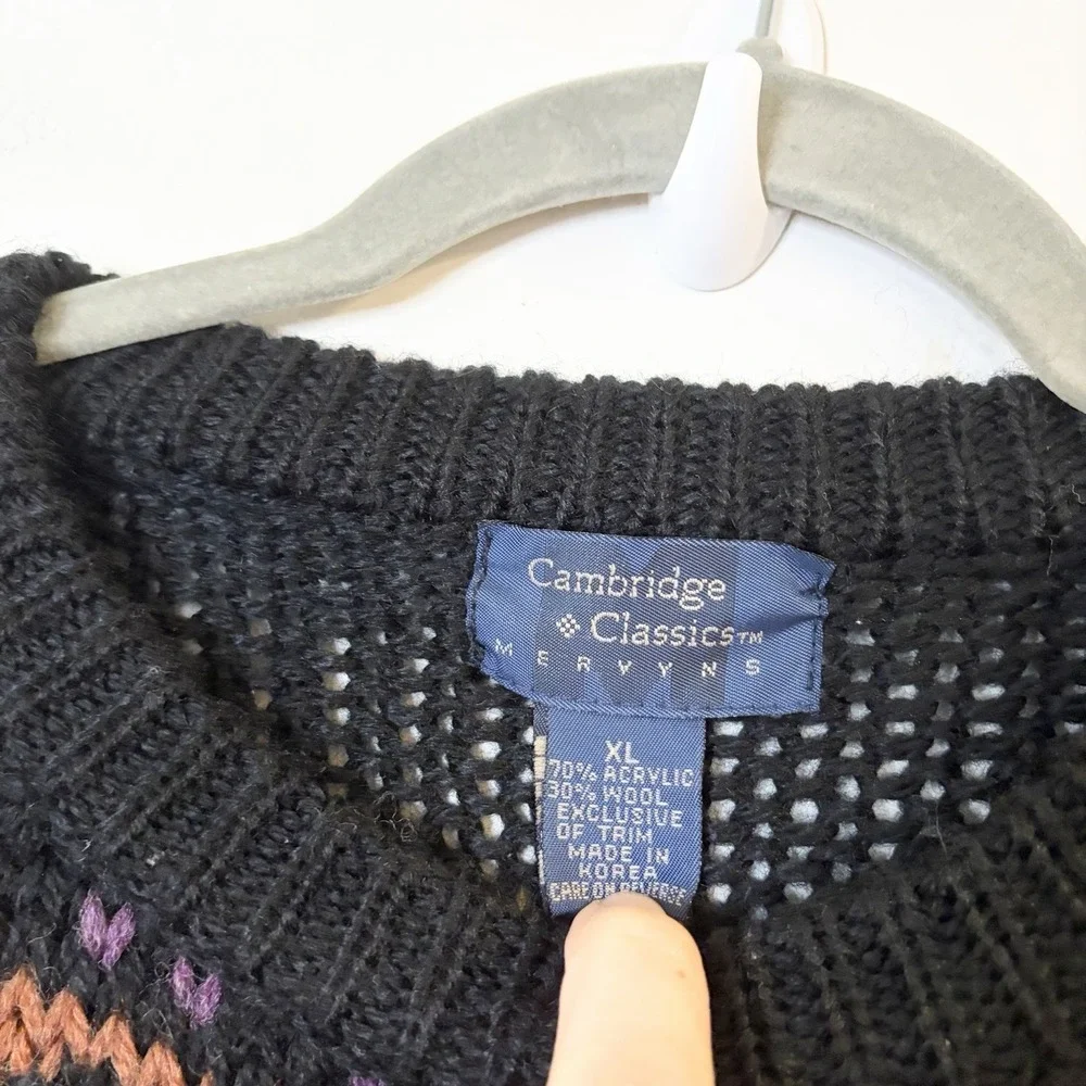Vtg Cambridge Classics Mervyns Wool Blend Dad Grandpa Sweater Mens XL 90s Zigzag
